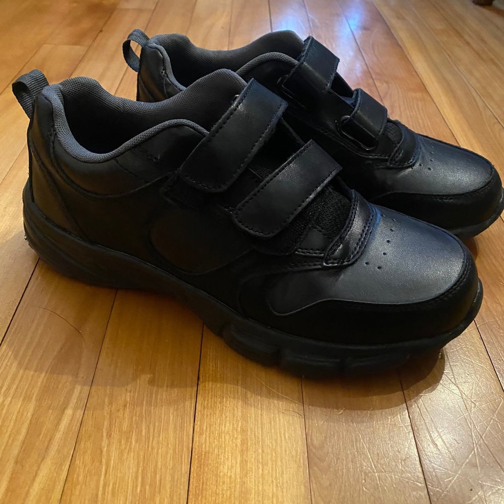 Dr‎ Max 48G-01 Black Leather Memory Foam Hook &  Loop Sneakers Shoes Size 8.5D